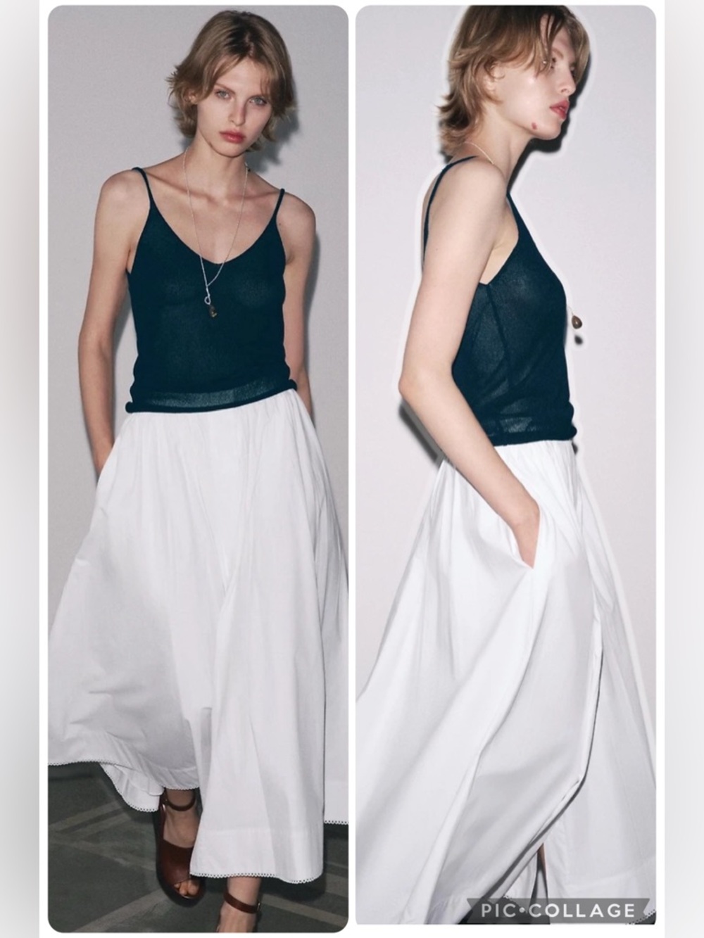 ZARA ZW COLLECTION Poplin Flared Midi Hidden Button Full Side Slit SOLD OUT Sz M